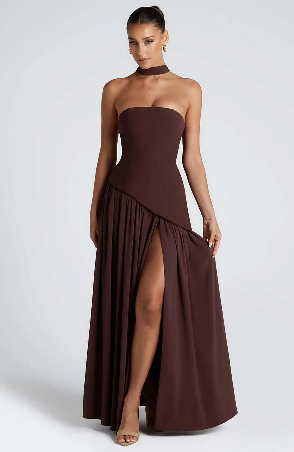 Backless Tube Top Split Dress