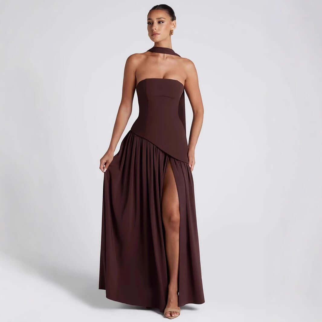 Backless Tube Top Split Dress
