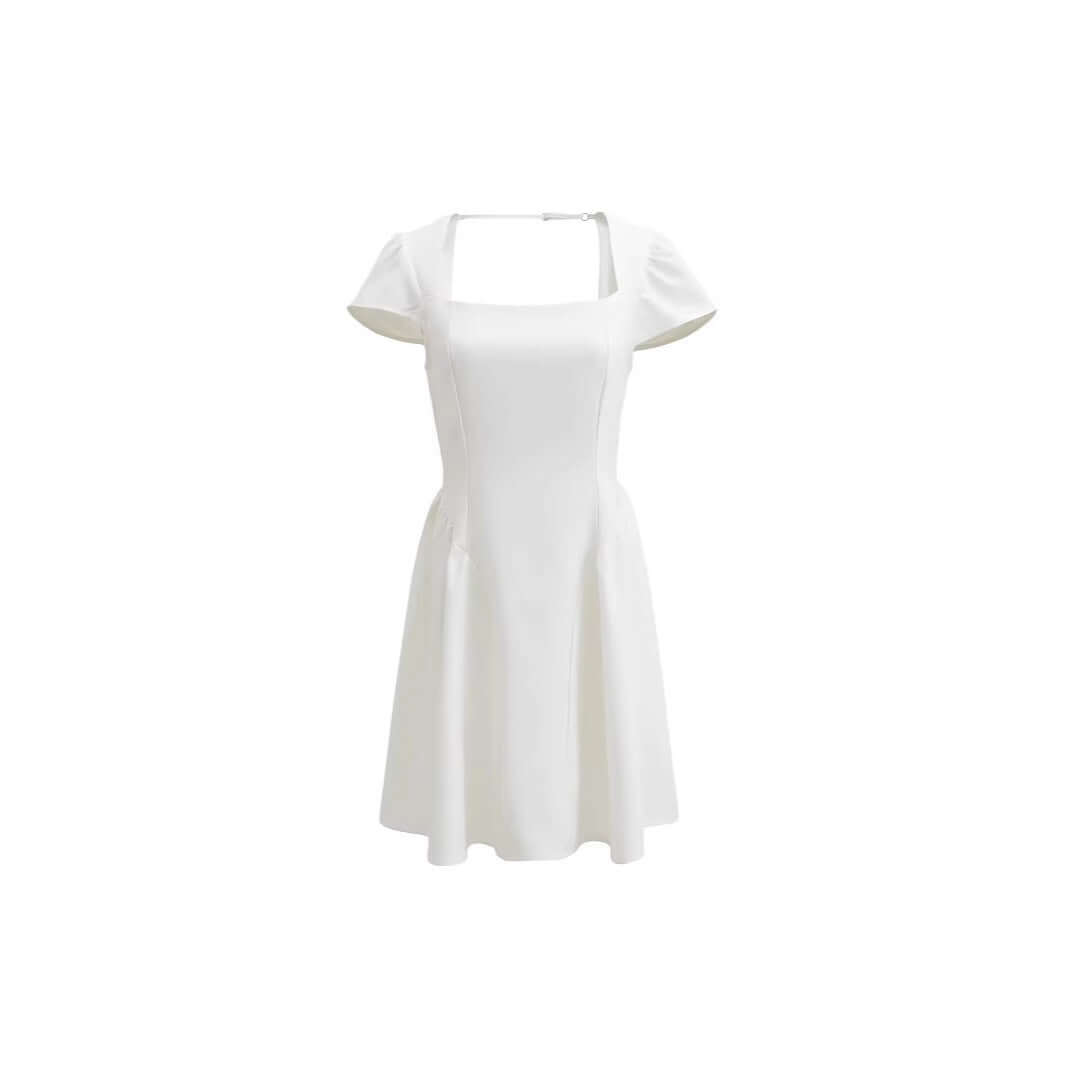 Niche Cotton And Linen Fashion Square Collar Slimming Dress