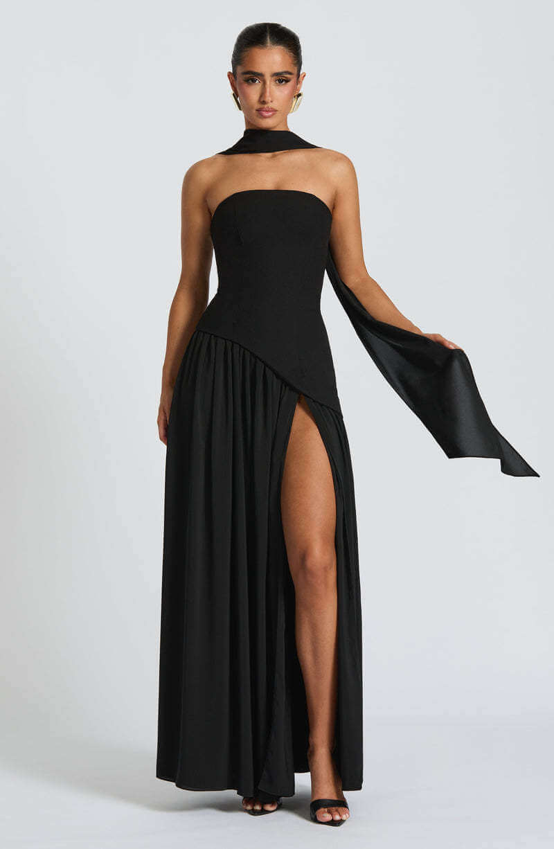 Backless Tube Top Split Dress